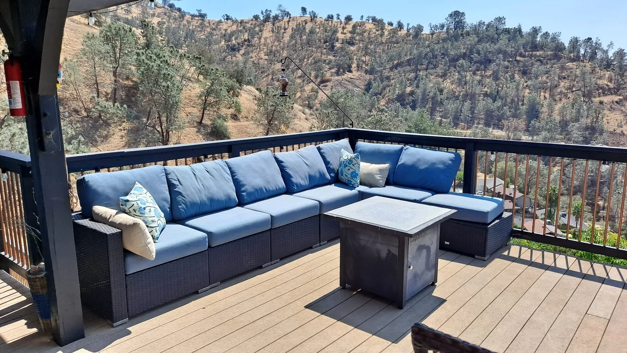 The deck at the residence, looking out over the hills