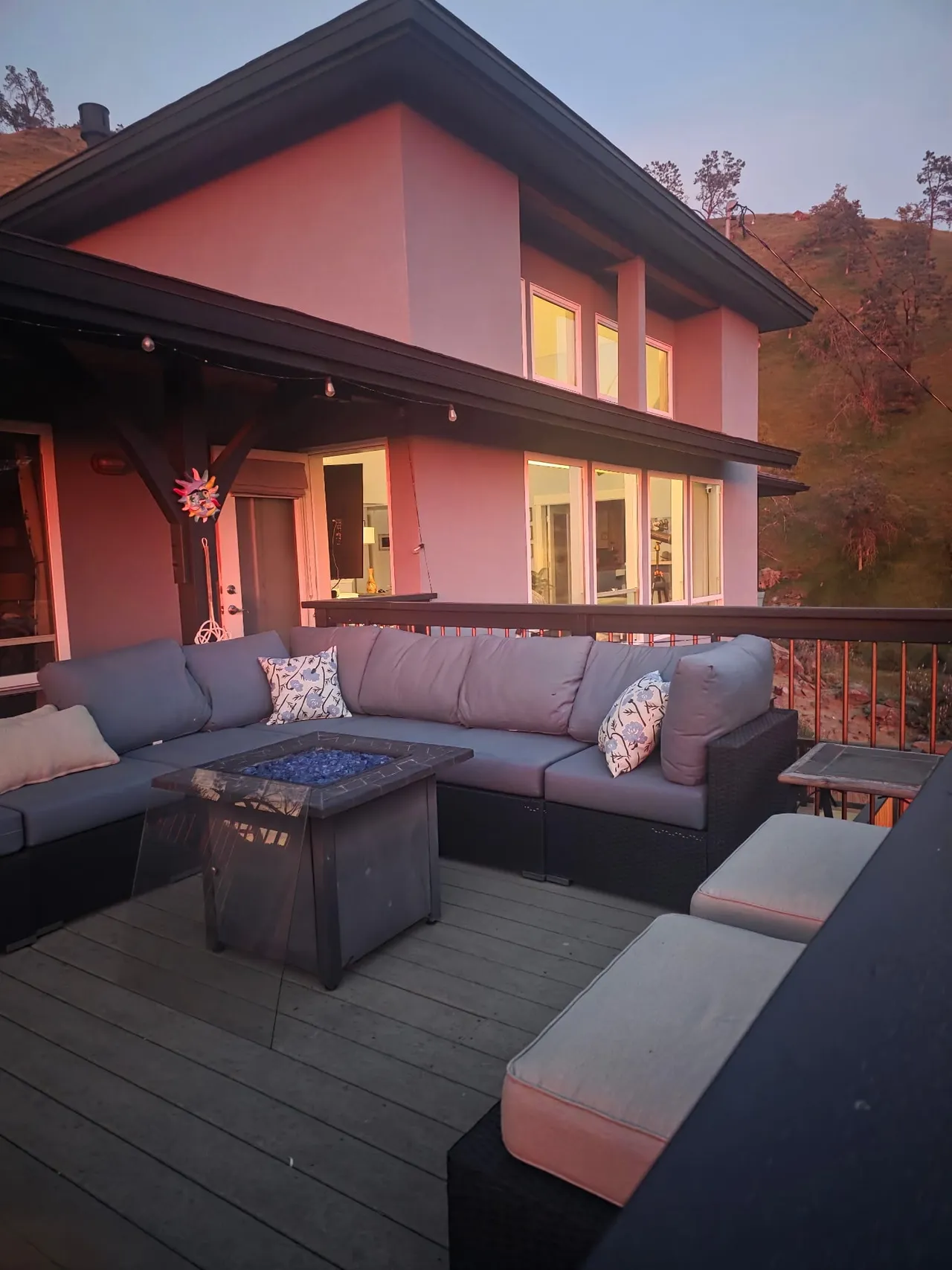 The deck at the residence in the evening